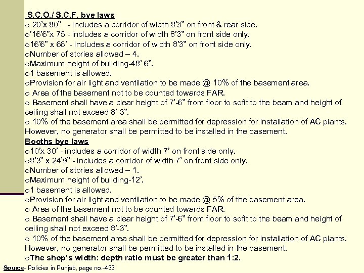 S. C. O. / S. C. F. bye laws o 20’x 80” - includes