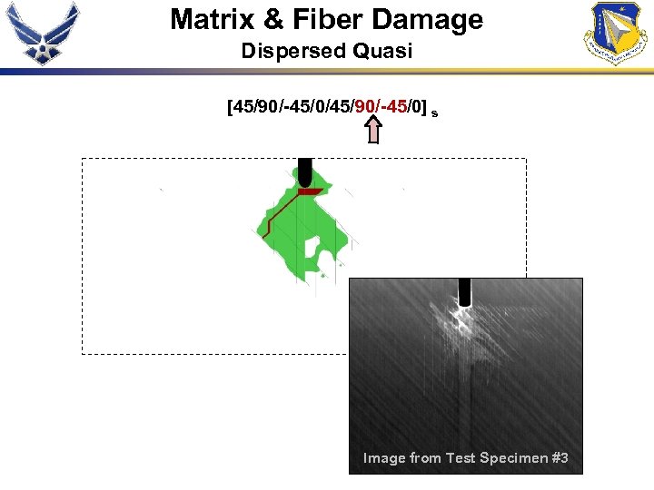 Matrix & Fiber Damage Dispersed Quasi [45/90/-45/0/45/90/-45/0] s Image from Test Specimen #3 