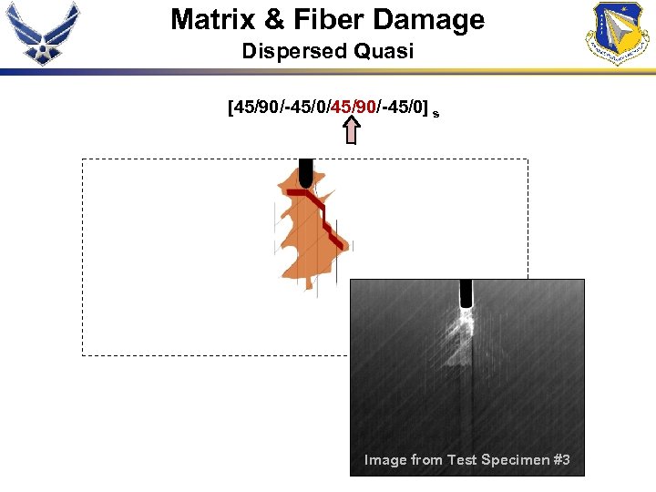 Matrix & Fiber Damage Dispersed Quasi [45/90/-45/0/45/90/-45/0] s Image from Test Specimen #3 