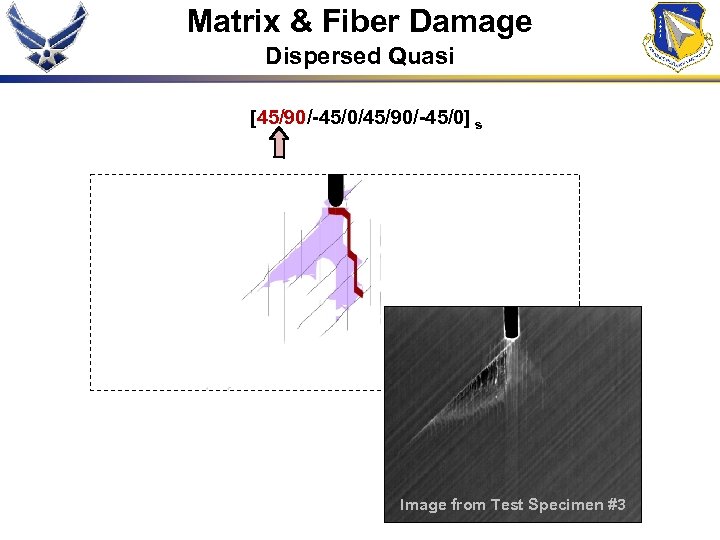 Matrix & Fiber Damage Dispersed Quasi [45/90/-45/0/45/90/-45/0] s Image from Test Specimen #3 