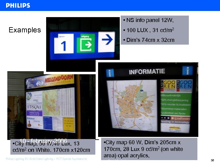  • NS info panel 12 W, Examples 1 • 100 LUX , 31