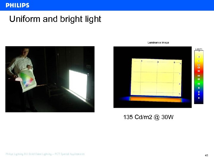 Uniform and bright light 135 Cd/m 2 @ 30 W 10 - february-2006 Philips
