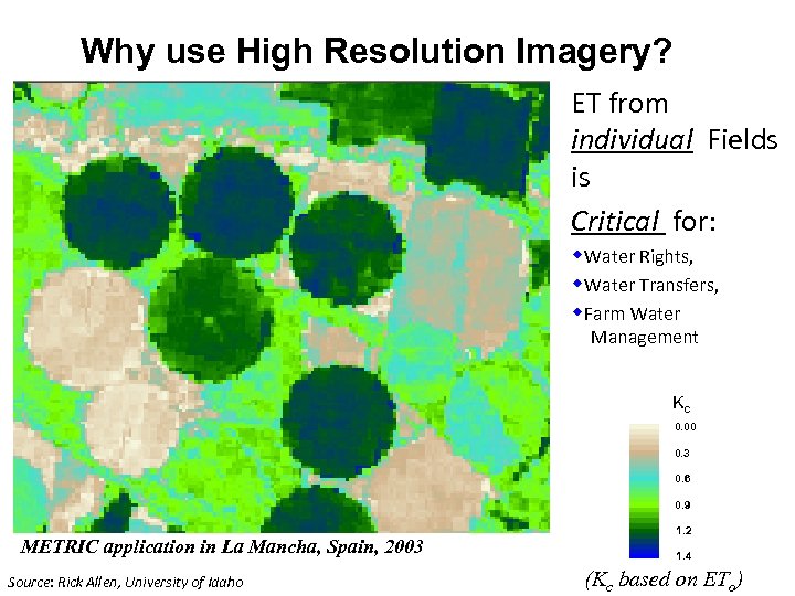 Why use High Resolution Imagery? ET from individual Fields is Critical for: w. Water