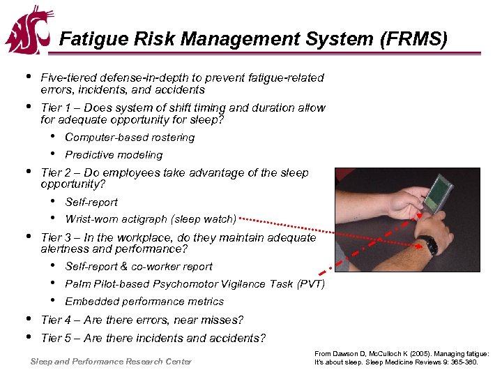 Fatigue Risk Management System (FRMS) • Five-tiered defense-in-depth to prevent fatigue-related errors, incidents, and