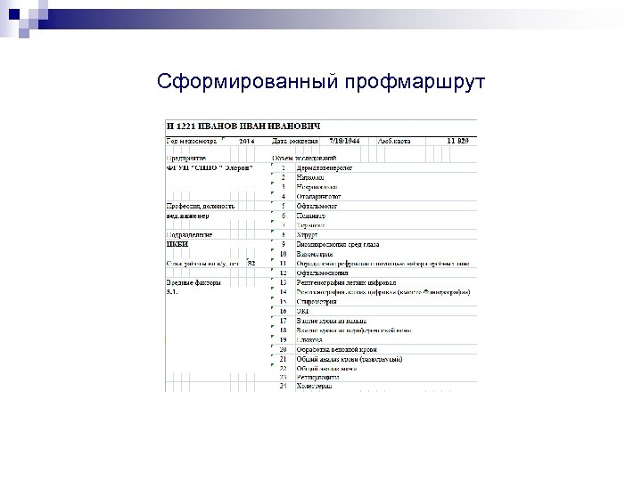 Сформированный профмаршрут 