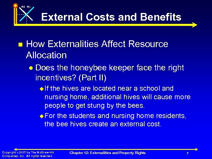 MB MC External Costs and Benefits n How Externalities Affect Resource Allocation l Does