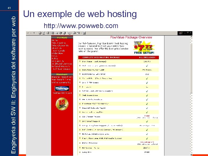 Enginyeria del SW II: Enginyeria del software per web 41 Un exemple de web