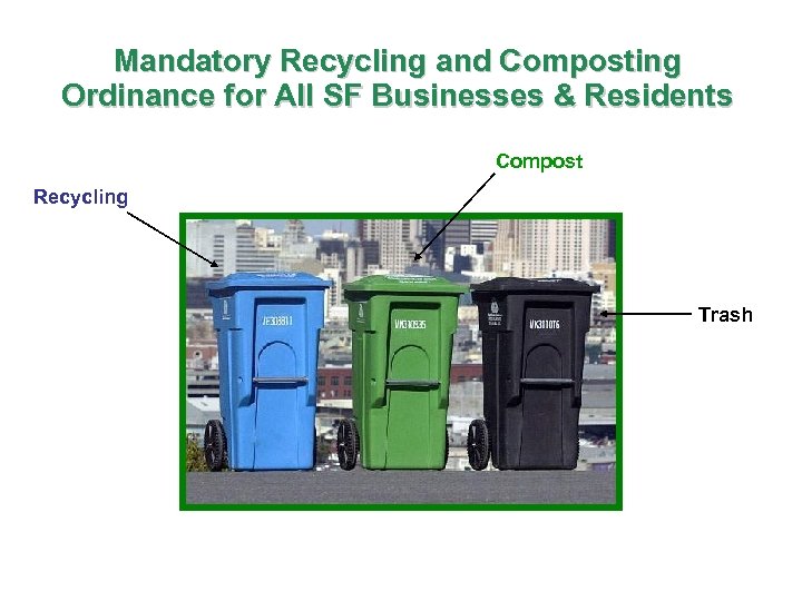 Mandatory Recycling and Composting Ordinance for All SF Businesses & Residents Compost Recycling Trash