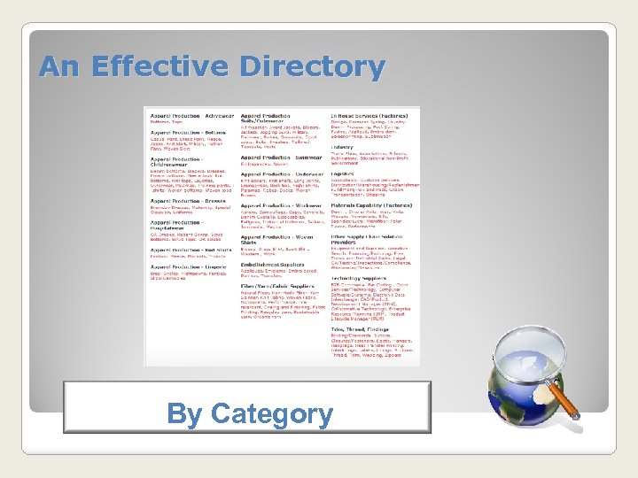 An Effective Directory By Category 