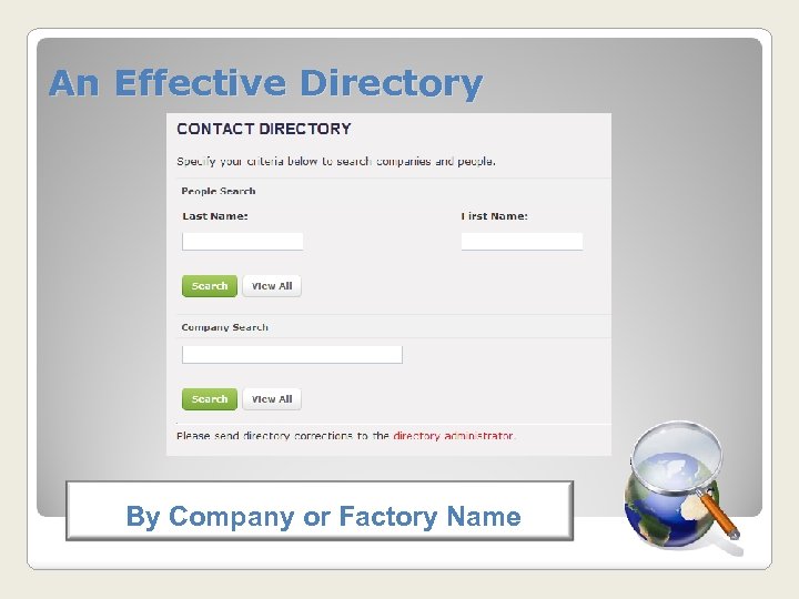 An Effective Directory By Company or Factory Name 