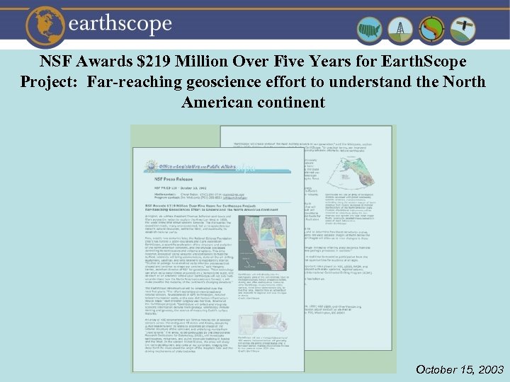 NSF Awards $219 Million Over Five Years for Earth. Scope Project: Far-reaching geoscience effort