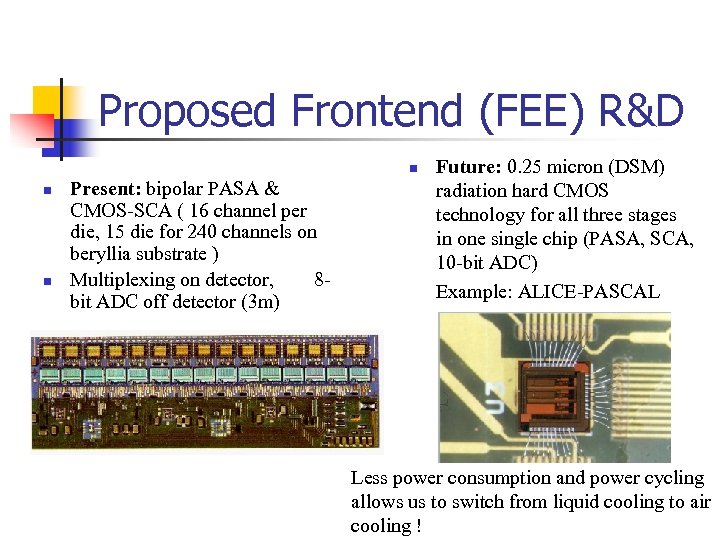 Proposed Frontend (FEE) R&D n n n Present: bipolar PASA & CMOS-SCA ( 16