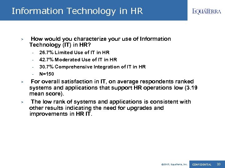 Information Technology in HR > How would you characterize your use of Information Technology