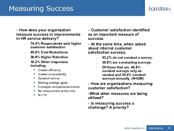 Measuring Success How does your organization measure success in improvements in HR service delivery?