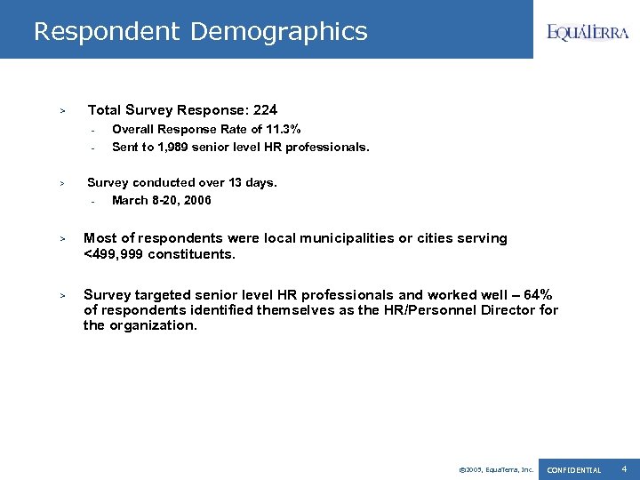 Respondent Demographics > Total Survey Response: 224 - > Overall Response Rate of 11.