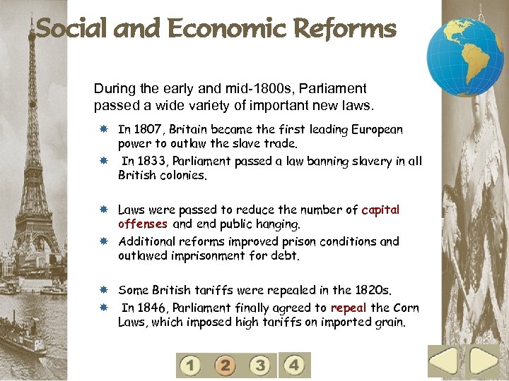2 Social and Economic Reforms During the early and mid-1800 s, Parliament passed a
