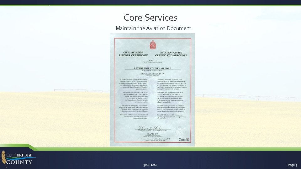 Core Services Maintain the Aviation Document 3/18/2018 Page 5 
