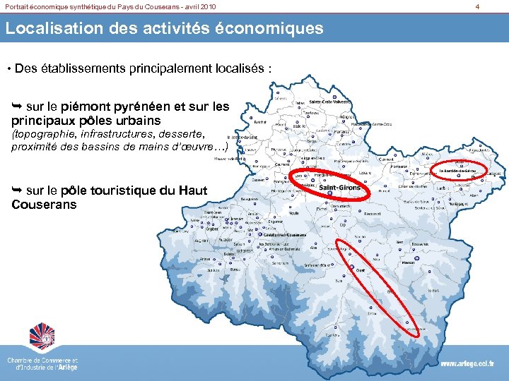 Portrait économique synthétique du Pays du Couserans - avril 2010 Localisation des activités économiques