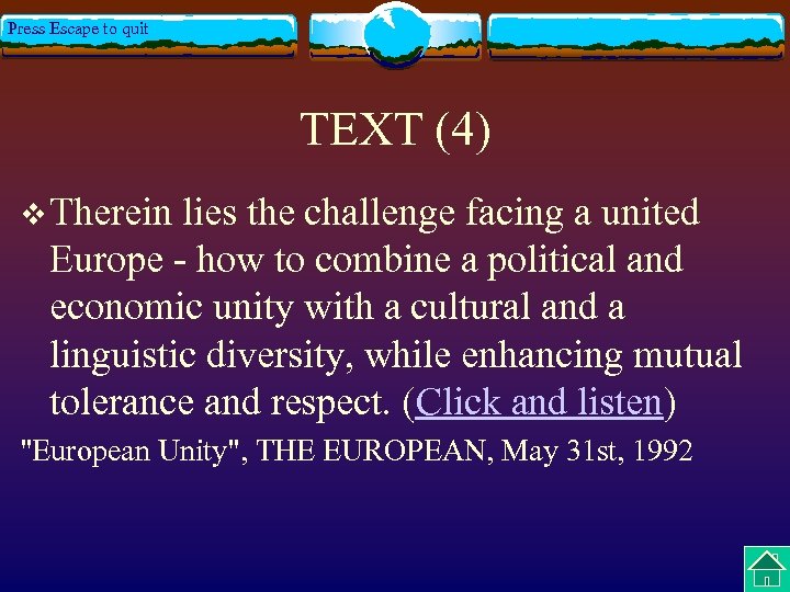 Press Escape to quit TEXT (4) v Therein lies the challenge facing a united