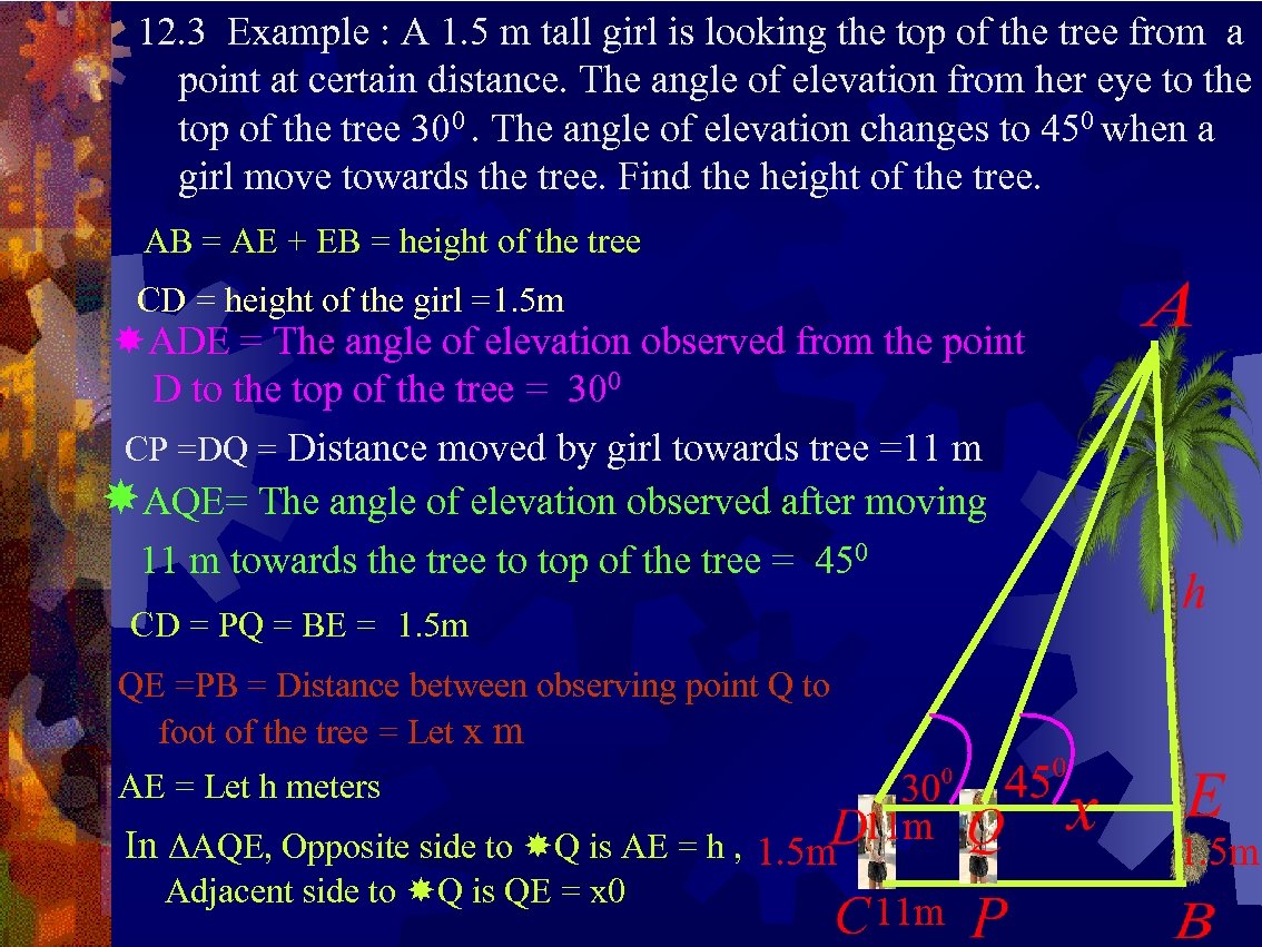 12. 3 Example : A 1. 5 m tall girl is looking the top