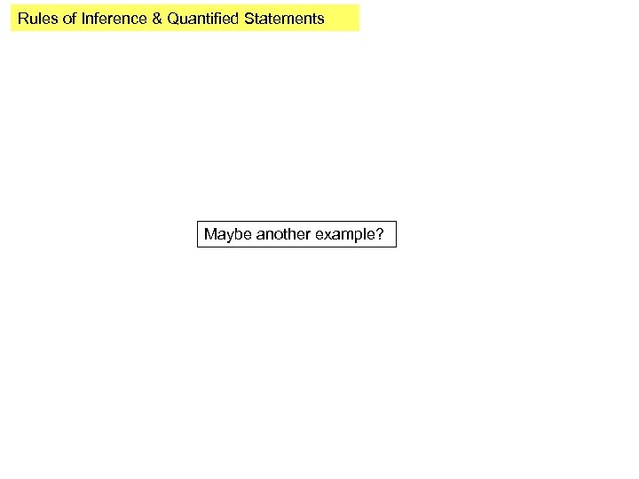 Rules of Inference & Quantified Statements Maybe another example? 