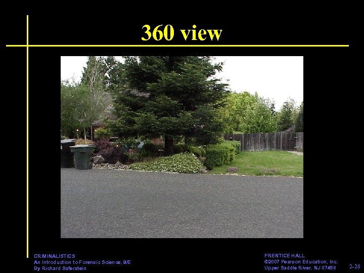 360 view CRIMINALISTICS An Introduction to Forensic Science, 9/E By Richard Saferstein PRENTICE HALL