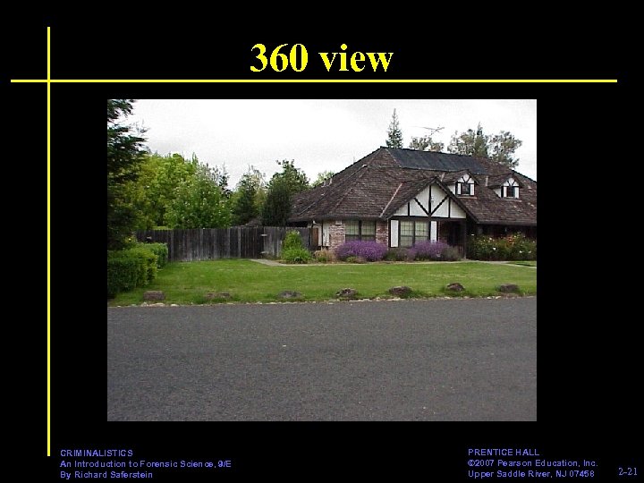 360 view CRIMINALISTICS An Introduction to Forensic Science, 9/E By Richard Saferstein PRENTICE HALL