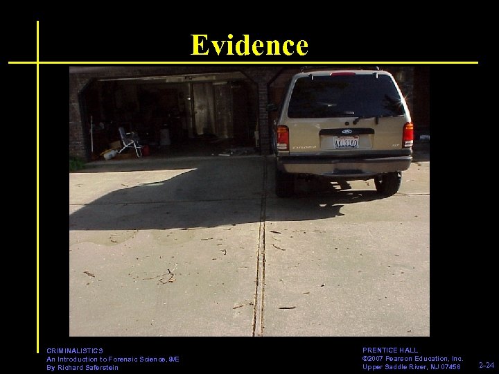 Evidence CRIMINALISTICS An Introduction to Forensic Science, 9/E By Richard Saferstein PRENTICE HALL ©