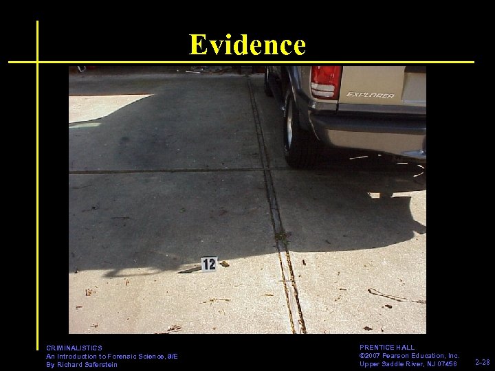 Evidence CRIMINALISTICS An Introduction to Forensic Science, 9/E By Richard Saferstein PRENTICE HALL ©