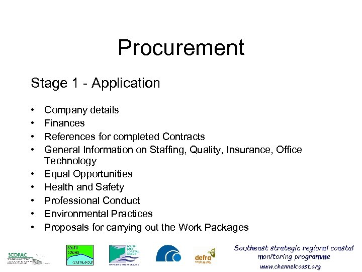 Procurement Stage 1 - Application • • • Company details Finances References for completed