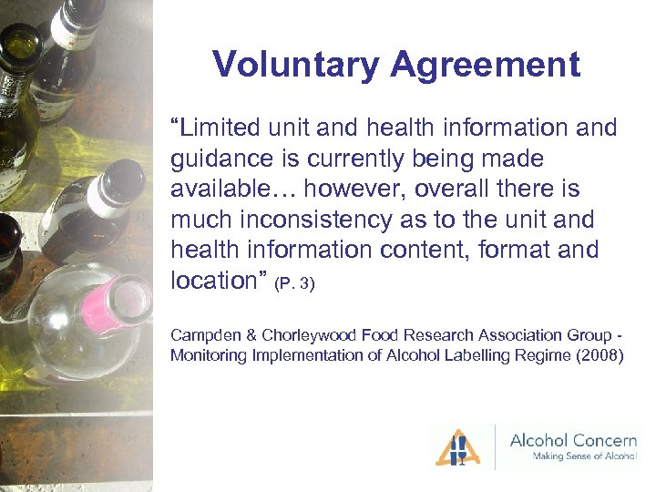 Voluntary Agreement “Limited unit and health information and guidance is currently being made available…