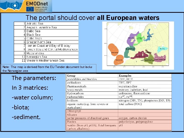 The portal should cover all European waters Note: This map is derived from the