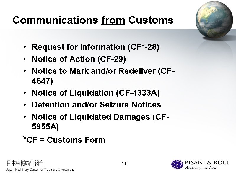 Communications from Customs • Request for Information (CF*-28) • Notice of Action (CF-29) •