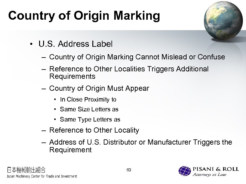 Country of Origin Marking • U. S. Address Label – Country of Origin Marking