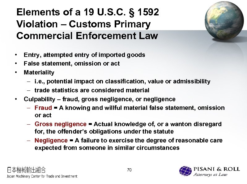 Elements of a 19 U. S. C. § 1592 Violation – Customs Primary Commercial