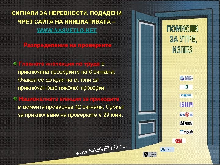 СИГНАЛИ ЗА НЕРЕДНОСТИ, ПОДАДЕНИ ЧРЕЗ САЙТА НА ИНИЦИАТИВАТА – WWW. NASVETLO. NET Разпределение на