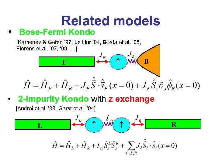 Related models • Bose-Fermi Kondo [Kamenev & Gefen ’ 97, Le Hur ’ 04,