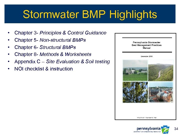 Stormwater BMP Highlights • • • Chapter 3 - Principles & Control Guidance Chapter