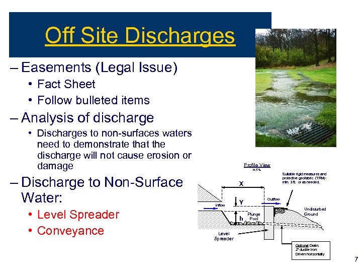 Off Site Discharges – Easements (Legal Issue) • Fact Sheet • Follow bulleted items