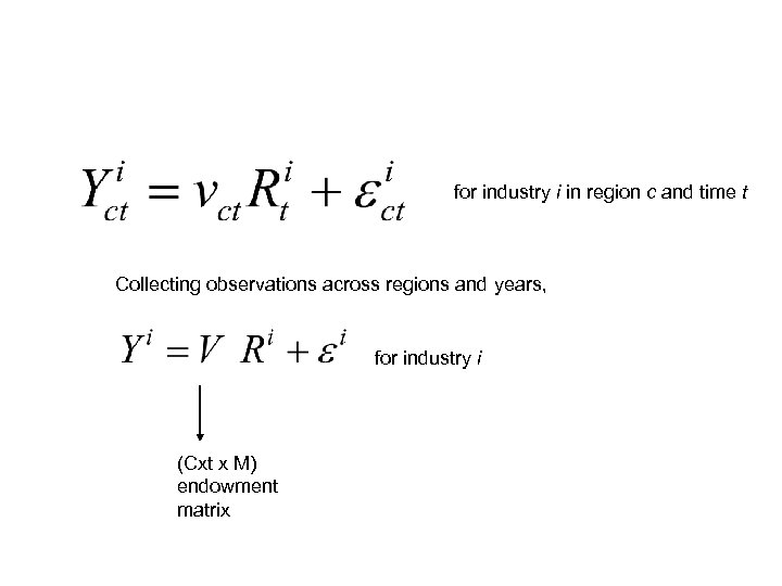 for industry i in region c and time t Collecting observations across regions and