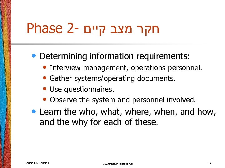 Phase 2 - חקר מצב קיים • Determining information requirements: • Learn the who,