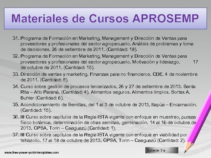 Materiales de Cursos APROSEMP 31. Programa de Formación en Marketing, Management y Dirección de