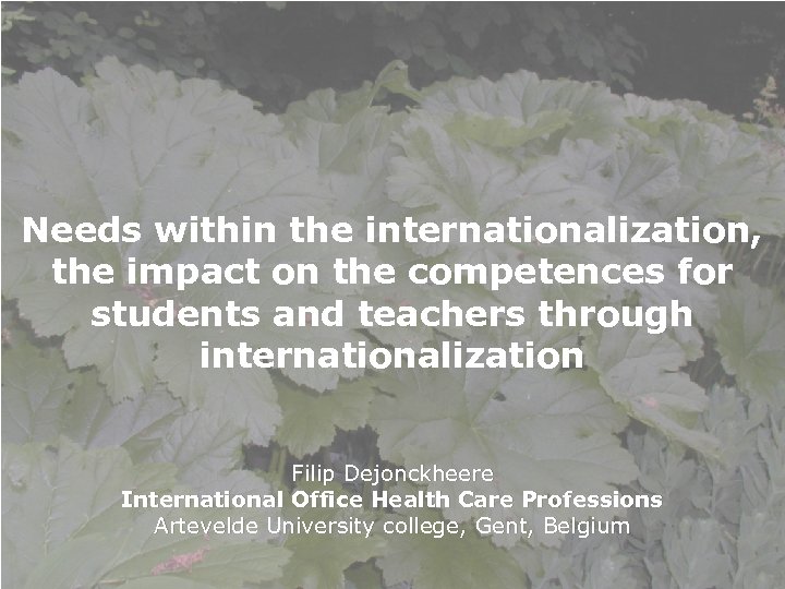 Needs within the internationalization, the impact on the competences for students and teachers through