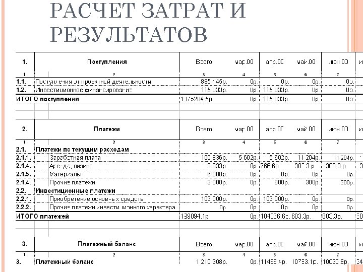 РАСЧЕТ ЗАТРАТ И РЕЗУЛЬТАТОВ 