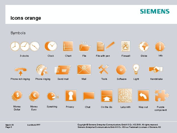 Icons orange Symbols 3 clocks Phone not ringing Money Dollar March 09 Page 6