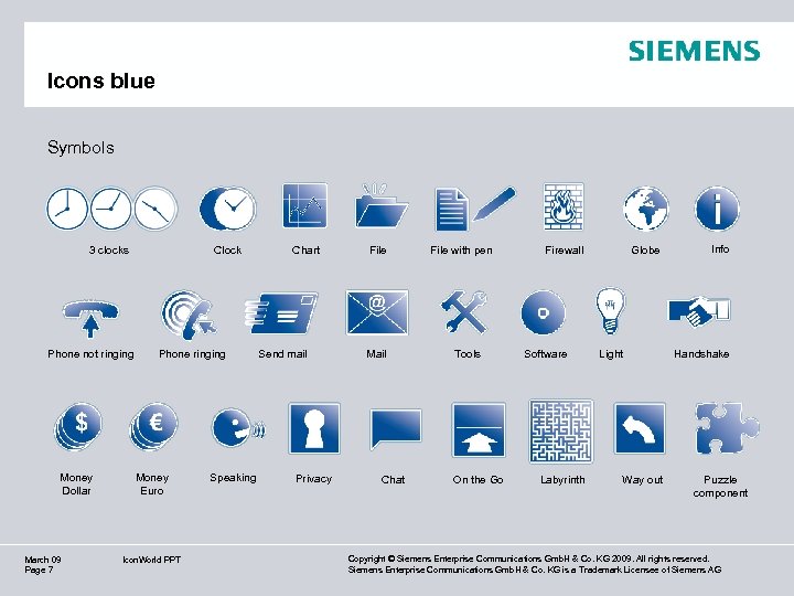 Icons blue Symbols 3 clocks Phone not ringing Money Dollar March 09 Page 7