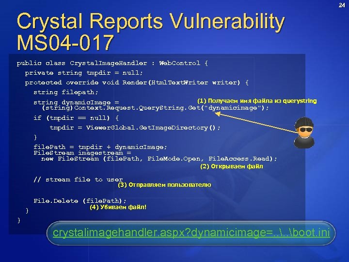 Crystal Reports Vulnerability MS 04 -017 public class Crystal. Image. Handler : Web. Control