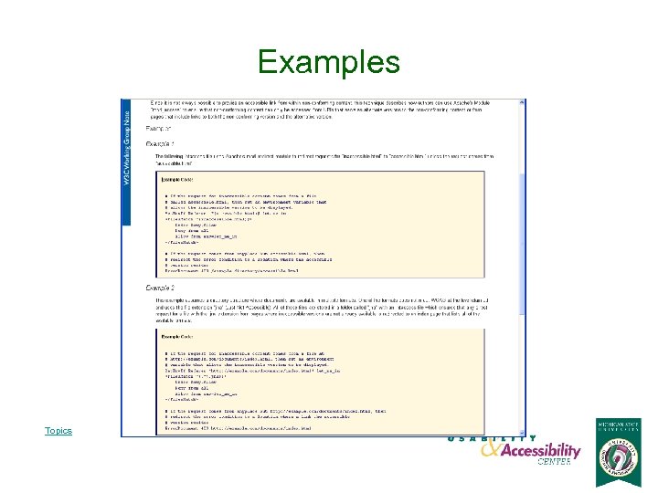 Examples Topics 