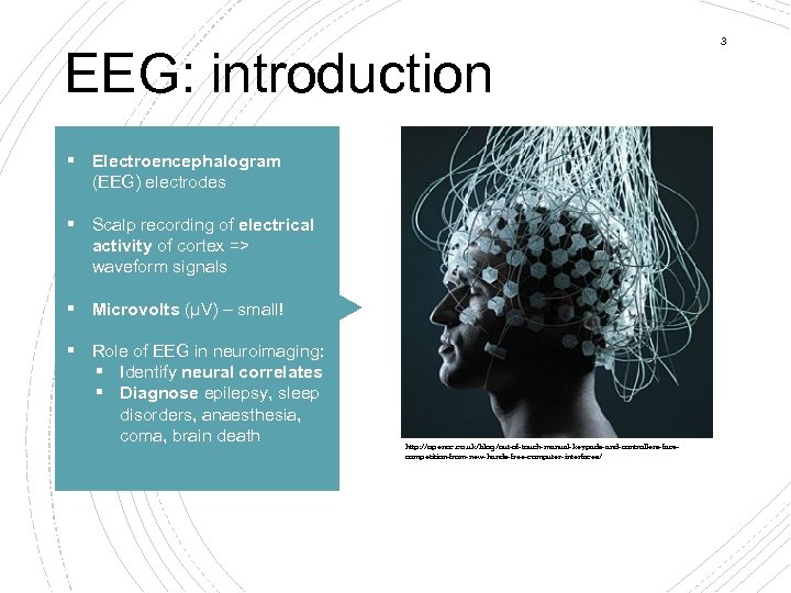 EEG: introduction § Electroencephalogram (EEG) electrodes § Scalp recording of electrical activity of cortex