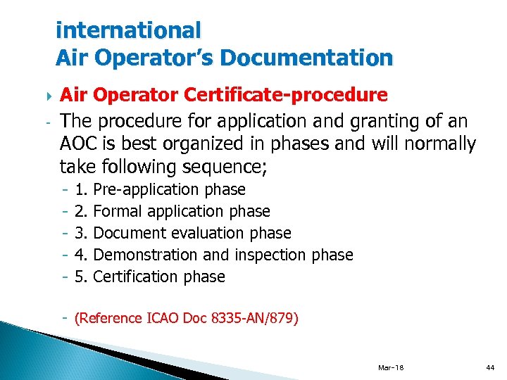 international Air Operator’s Documentation - Air Operator Certificate-procedure The procedure for application and granting